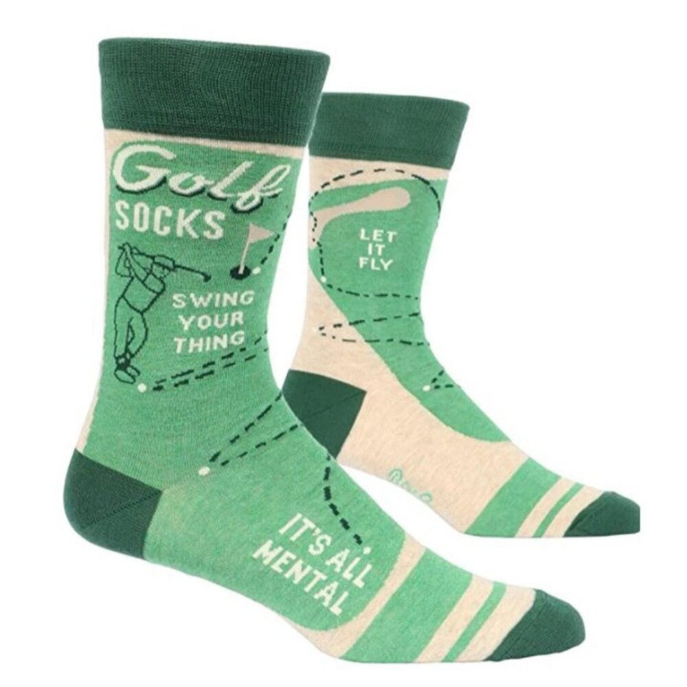 Blue Q Golf Socks It's All Mental Single Pair Crew Socks NWT Mens 7-12